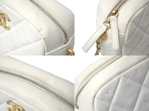 CHANEL シャネル ショルダーバッグ ロゴパール付き チェーンショルダーバック ラムスキン ホワイト ランダム番号 良品 中古 60983