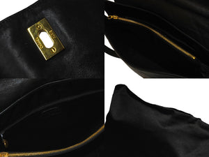CHANEL シャネル デカマトラッセ シングルフラップ ショルダーバッグ 3番台 ブラック ラムスキン ゴールド金具 美品 中古 60985