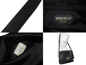 CHANEL シャネル デカマトラッセ シングルフラップ ショルダーバッグ 3番台 ブラック ラムスキン ゴールド金具 美品 中古 60985