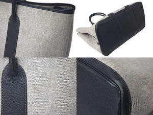 HERMES エルメス トートバッグ ガーデンパーティGM トワルアッシュ グレー系 ブラック系 シルバー金具 良品 中古 60998