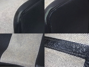 HERMES エルメス トートバッグ ガーデンパーティGM トワルアッシュ グレー系 ブラック系 シルバー金具 良品 中古 60998