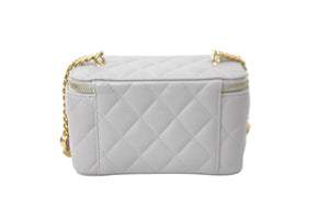 極美品 CHANEL シャネル チェーンショルダーバッグ バニティ ストーン入り グレー ゴールド金具 ランダムシリアル 中古 60999