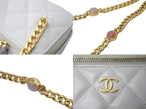 極美品 CHANEL シャネル チェーンショルダーバッグ バニティ ストーン入り グレー ゴールド金具 ランダムシリアル 中古 60999