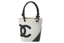 Load image into Gallery viewer, CHANEL シャネル カンボンライン スモール トートバッグ 8番台 レザー ホワイト ブラック ピンク ココマーク 鞄 良品 中古 61003