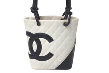 Load image into Gallery viewer, CHANEL シャネル カンボンライン スモール トートバッグ 8番台 レザー ホワイト ブラック ピンク ココマーク 鞄 良品 中古 61003