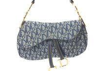 画像をギャラリービューアに読み込む, Christian Dior クリスチャンディオール ダブルサドルバック ハンドバッグ トロッター ネイビー RU0092 美品 中古 61004