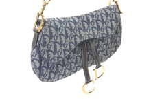 画像をギャラリービューアに読み込む, Christian Dior クリスチャンディオール ダブルサドルバック ハンドバッグ トロッター ネイビー RU0092 美品 中古 61004