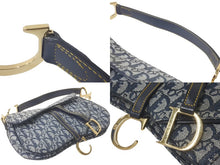 画像をギャラリービューアに読み込む, Christian Dior クリスチャンディオール ダブルサドルバック ハンドバッグ トロッター ネイビー RU0092 美品 中古 61004