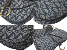 画像をギャラリービューアに読み込む, Christian Dior クリスチャンディオール ダブルサドルバック ハンドバッグ トロッター ネイビー RU0092 美品 中古 61004