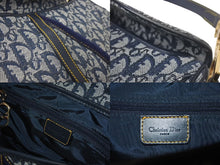 画像をギャラリービューアに読み込む, Christian Dior クリスチャンディオール ダブルサドルバック ハンドバッグ トロッター ネイビー RU0092 美品 中古 61004