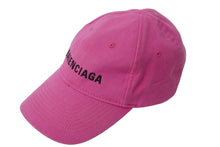 Load image into Gallery viewer, BALENCIAGA バレンシアガ ベースボールキャップ サイズL ピンク ロゴ刺繍 コットン 590758 310B2 美品 中古 61030