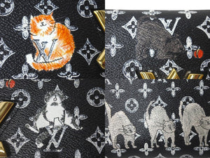 極美品 LOUIS VUITTON ルイヴィトン キャットグラム チェーンウォレットバッグ M63888 イニシャル入り ブラック 中古 61031