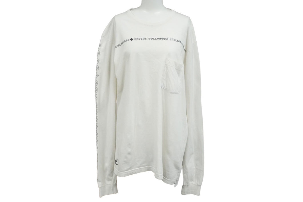 CHROME HEARTS クロムハーツ 長袖Ｔシャツ CHクロス プリント ホワイト サイズL コットン 2212-304-0153 良品 中古 61058