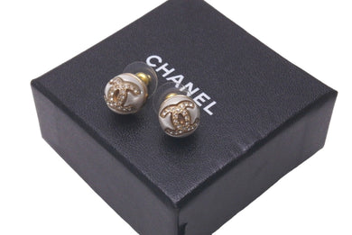 極美品CHANEL シャネル ピアス I22 S ココマーク パール ラインストーン ゴールド イタリア製 中古 61063