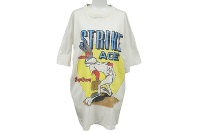 ヴィンテージ BUGS BUNNY STRIKE ACE 半袖Ｔシャツ バッグスバニー 野球 90s VINTAGE サイズL ホワイト コットン 美品 中古 61073