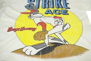 ヴィンテージ BUGS BUNNY STRIKE ACE 半袖Ｔシャツ バッグスバニー 野球 90s VINTAGE サイズL ホワイト コットン 美品 中古 61073