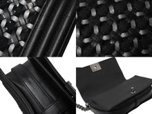 Load image into Gallery viewer, CHANEL シャネル チェーンショルダーバッグ ボーイシャネル 編み込みデザイン 20番台 ブラック シルバー金具 美品 中古 61080