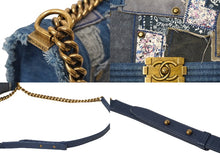 Load image into Gallery viewer, 極美品 CHANEL シャネル ボーイシャネル チェーンショルダーバッグ 20番台 デニムパッチワーク インディゴ ゴールド金具 中古 61081