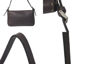 FENDI フェンディ ショルダーバッグ セレリア マンマバケット レザー ブラウン ダブルFズッカ ブラウン シルバー 美品 中古 61090