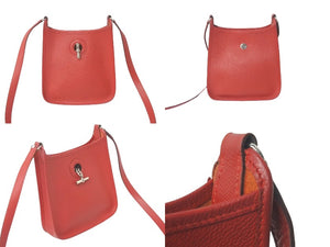 HERMES エルメス ヴェスパTPM ショルダーバッグ □H刻印 ヴォーエプソン ルージュカザック シルバー金具 美品 中古 61092
