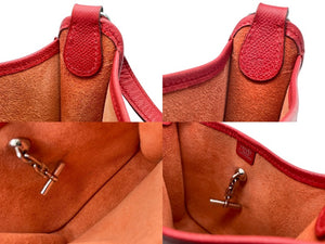 HERMES エルメス ヴェスパTPM ショルダーバッグ □H刻印 ヴォーエプソン ルージュカザック シルバー金具 美品 中古 61092