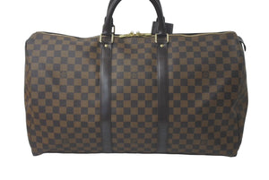 LOUIS VUITTON ルイヴィトン ダミエ キーポル50 ボストンバッグ N41427 コーティングキャンバス ブラウン 美品 中古 61098