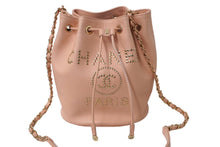 Load image into Gallery viewer, 極美品 CHANEL シャネル ドーヴィル 巾着ショルダーバッグ 29番台 パンチング キャビアスキン ピンク ゴールド金具 中古 61103
