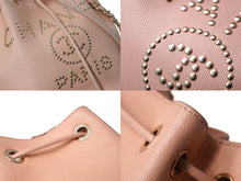 Load image into Gallery viewer, 極美品 CHANEL シャネル ドーヴィル 巾着ショルダーバッグ 29番台 パンチング キャビアスキン ピンク ゴールド金具 中古 61103