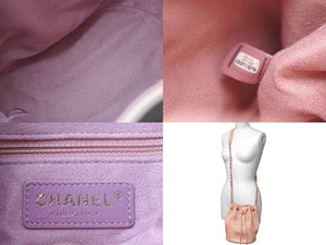 極美品 CHANEL シャネル ドーヴィル 巾着ショルダーバッグ 29番台 パンチング キャビアスキン ピンク ゴールド金具 中古 61103