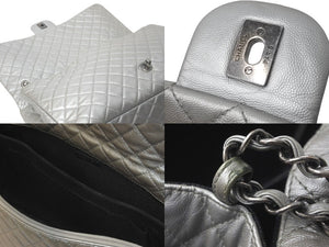 新品同様 CHANEL シャネル ジャンボ マトラッセ ショルダーバッグ シルバー チェーンショルダー デカマト 中古 61111