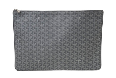 極美品 GOYARD ゴヤール クラッチバッグ セナGM グレー ゴヤールディンキャンバス シルバー金具 中古 59205
