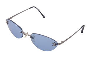 CHANEL シャネル サングラス メガネ ココマー ブルーレンズ シルバー ブラック 53□19 130 4003ｃ.103/72 シルバー金具 美品 中古 61134