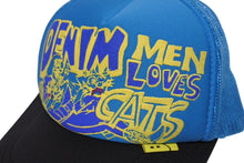 画像をギャラリービューアに読み込む, KAPITAL キャピタル キャップ デニム MEN LOVES CATS K2204XH528 ポリエステル ナイロン ブルー イエロー ONE SIZE 美品 中古 4b006114 