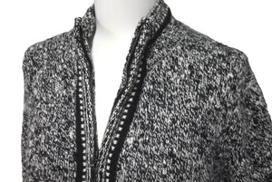 CHANEL シャネル ニット セーター ジップアップ サイズ38 カシミヤ ブラック ホワイト P26601V00005 美品 中古 61141