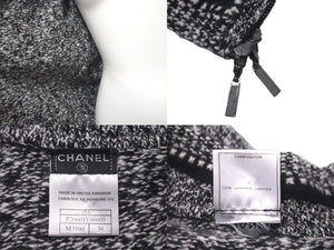 CHANEL シャネル ニット セーター ジップアップ サイズ38 カシミヤ ブラック ホワイト P26601V00005 美品 中古 61141