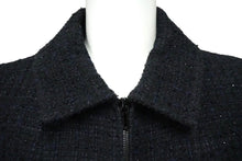 Load image into Gallery viewer, CHANEL シャネル ステンカラージャケット ツイード ジップアップ ブラック ネイビー サイズ34 P64019V49031 美品 中古 61142