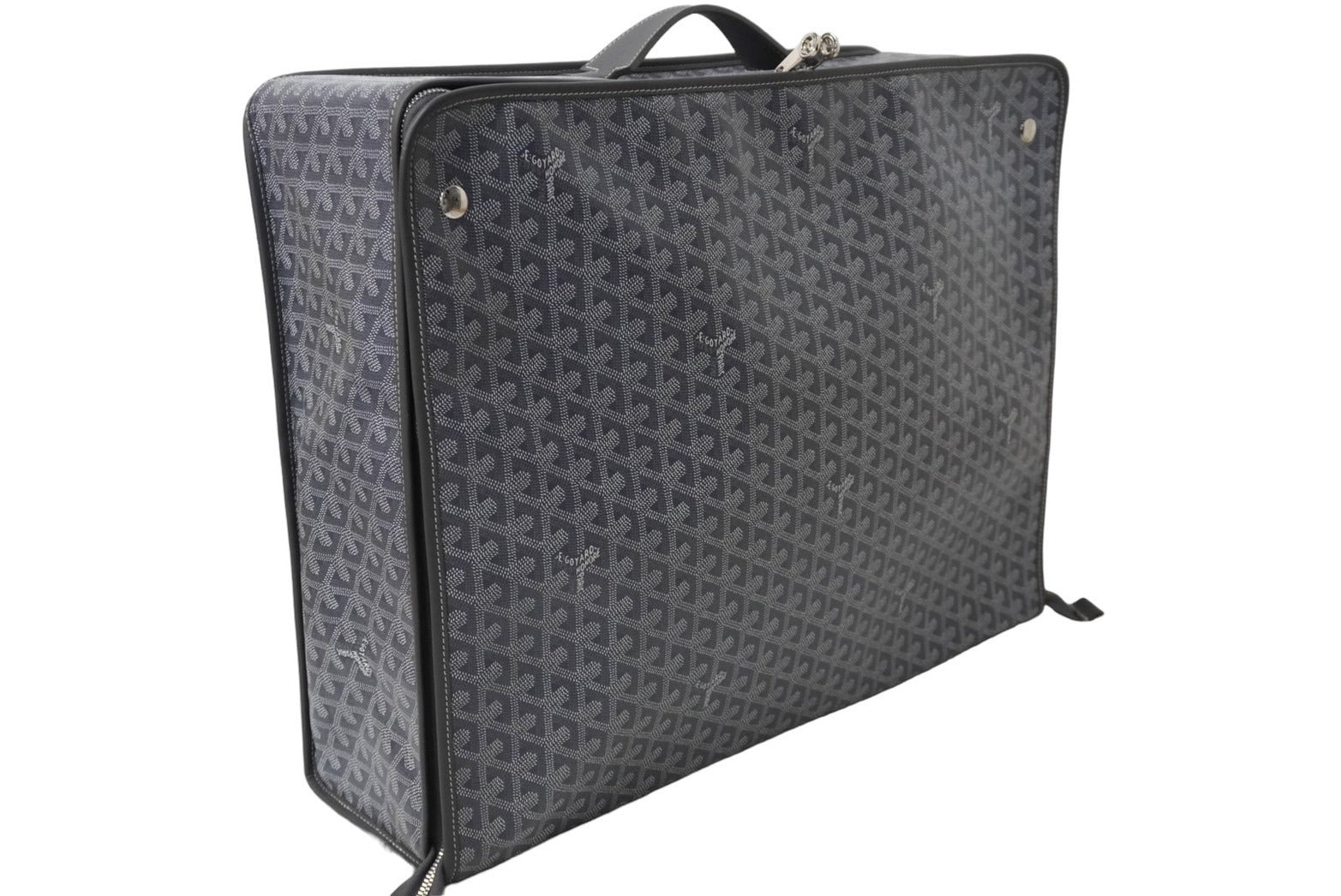 GOYARD - GOYARD ゴヤール トランク カラベル50 折りたたみ可能 ヘリンボーン柄 オーダーカラー グレー シルバー金具 美品 中古 61143 GOYARD ゴヤール トランク カラベル50 折りたたみ可能