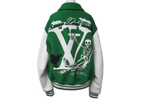 Load image into Gallery viewer, 新品同様 LOUIS VUITTON ルイヴィトン 21FW レザーバーシティブルゾン HLL69EMJY グリーン ホワイト メンズ 48 中古 61148