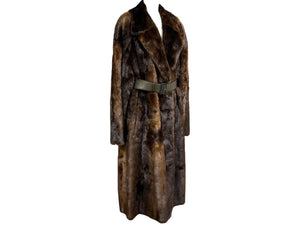 PRADA プラダ RIVER OUTER ファーコート ロングコート ブラウン サイズ48 レザー ファー 美品 中古 61152 