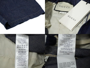 極美品 GUCCI グッチ ストーンウォッシュド デニムショートパンツ サイズ46 コットンリネン インディゴ 626424 XDA8V 中古 61166 