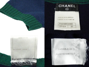 CHANEL シャネル ワンピース ニット カシミヤ サイズ36 ターンロック ココマーク ネイビー P42136K03185 美品 中古 61168