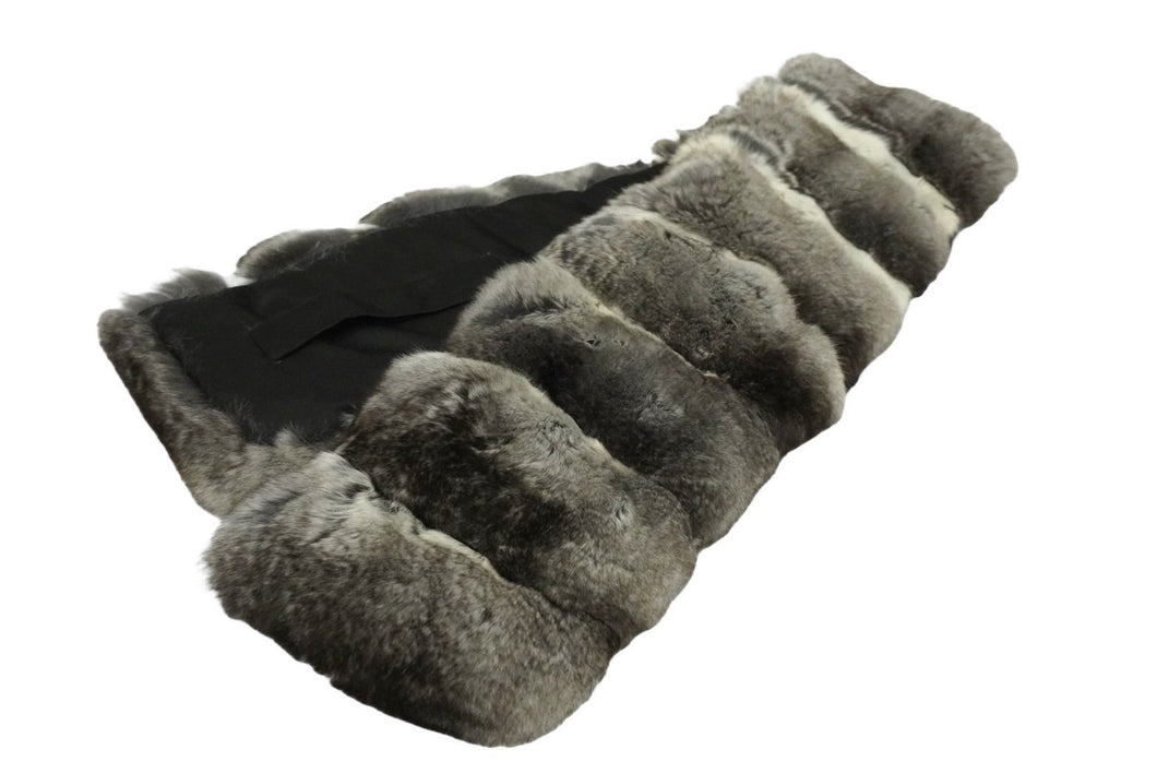 ファー マフラー ショール グレー ブラウン ホワイト ブラック クリップ付き 美品 中古 61177