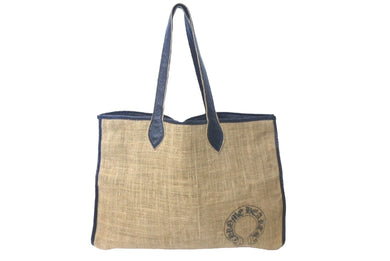 CHROME HEARTS クロムハーツ バーラップ トートバッグ ホースシュー リネン レザー シルバー925 ブラック ベージュ 美品 中古 61180