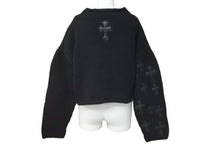 Load image into Gallery viewer, 激レア 極美品 CHROME HEARTS クロムハーツ クロスパッチ カシミヤクロップドニット パッチ25枚 ブラック ワンサイズ 中古 61185