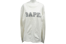 画像をギャラリービューアに読み込む, A BATHING APE アベイシングエイプ 長袖Ｔシャツ ラインストーンプリント 90年代 コットン ホワイト グレー M 美品 中古 61187 