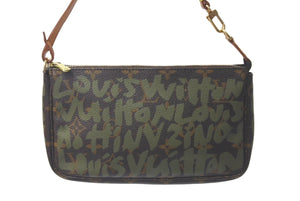 LOUIS VUITTON ルイヴィトン アクセポ ポシェット アクセソワール M92191 モノグラムグラフィティ グリーン 美品 中古 61209