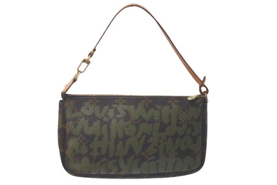 LOUIS VUITTON ルイヴィトン アクセポ ポシェット アクセソワール M92191 モノグラムグラフィティ グリーン 美品 中古 61211