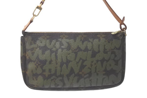 LOUIS VUITTON ルイヴィトン アクセポ ポシェット アクセソワール M92191 モノグラムグラフィティ グリーン 美品 中古 61211