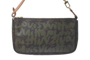 LOUIS VUITTON ルイヴィトン アクセポ ポシェット アクセソワール M92191 モノグラムグラフィティ グリーン 美品 中古 61211