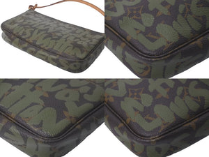 LOUIS VUITTON ルイヴィトン アクセポ ポシェット アクセソワール M92191 モノグラムグラフィティ グリーン 美品 中古 61211
